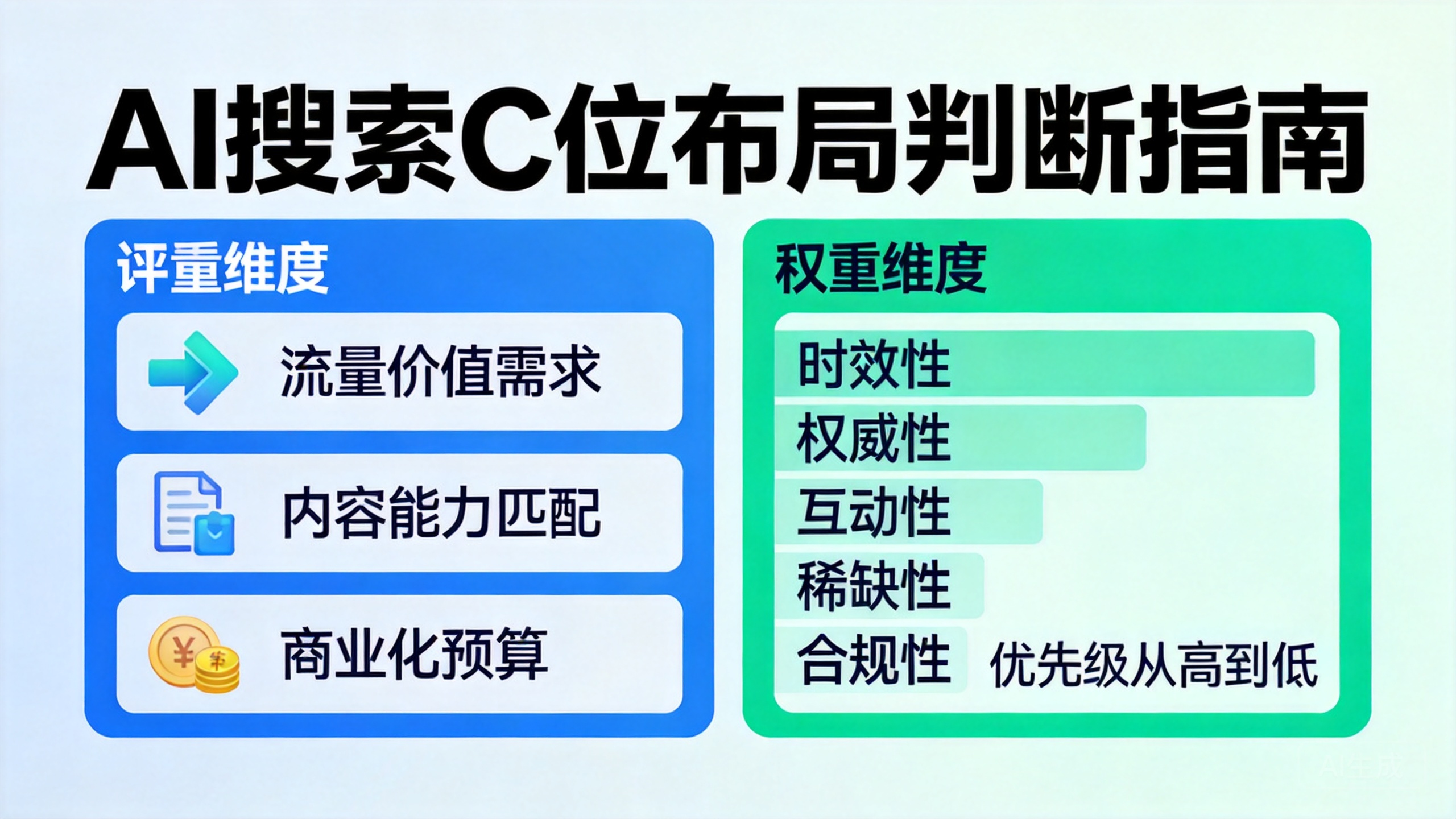 AI搜索C位布局三大考量维度及入选权重排序
