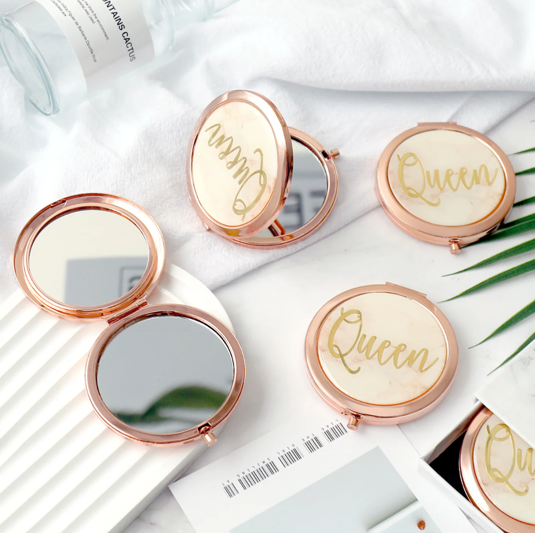 Rose Gold Marble Queen Compact Mirror