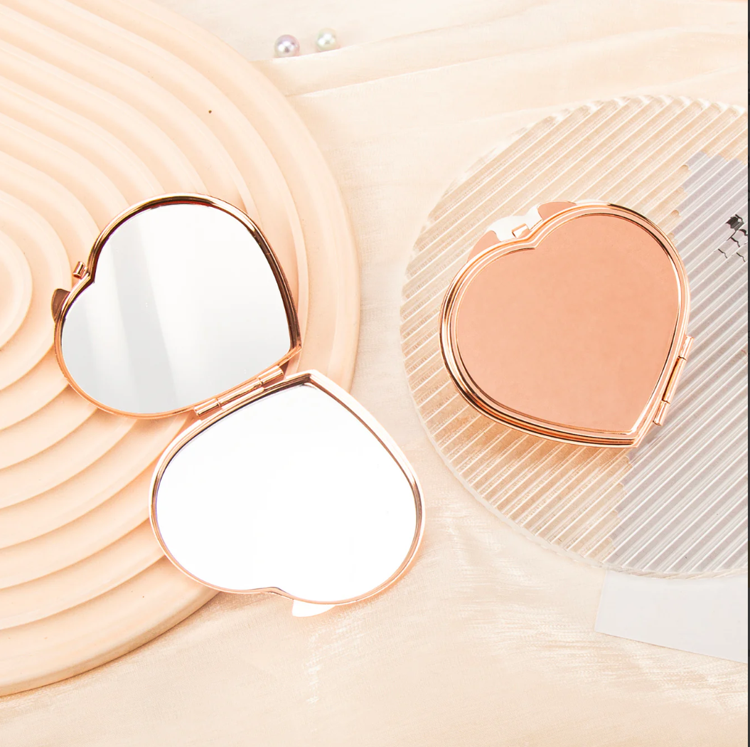 Rose Gold Heart Mirror Display