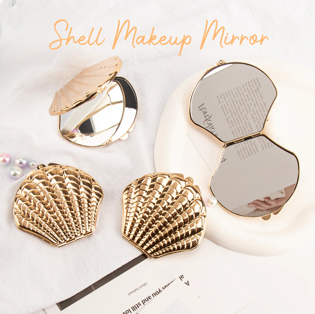 Gold Shell Compact Mirror